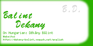 balint dekany business card
